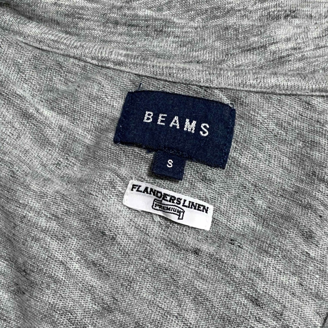 BEAMS(ビームス)の定1.1万　BEAMS ビームス　フランダースリネンニットカーディガンS グレー メンズのトップス(カーディガン)の商品写真