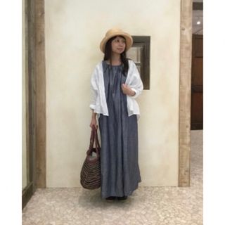 ネストローブ(nest Robe)のnest Robe ネストローブ コットンリネン 綿麻 スモックワンピース 新品(ロングワンピース/マキシワンピース)