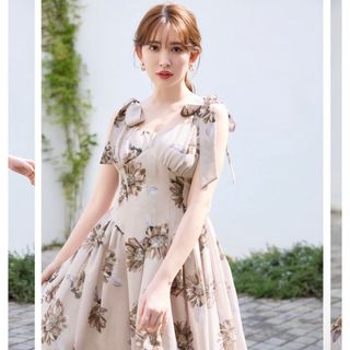 ハーリップトゥ(Her lip to)のherlipto Sunflower-Printed Midi Dress M(ロングワンピース/マキシワンピース)