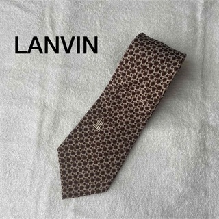 ランバン(LANVIN)の【LANVIN】ネクタイ ロゴ入り シルク100%  ドット ブラウン(ネクタイ)