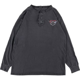 ハーレーダビッドソン(Harley Davidson)の古着 ハーレーダビッドソン Harley-Davidson 両面プリント ヘンリーネック ロングTシャツ ロンT メンズM /eaa357230(Tシャツ/カットソー(半袖/袖なし))