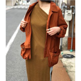 フィーニー(PHEENY)のrandom rib one shoulder dress olive(ロングワンピース/マキシワンピース)