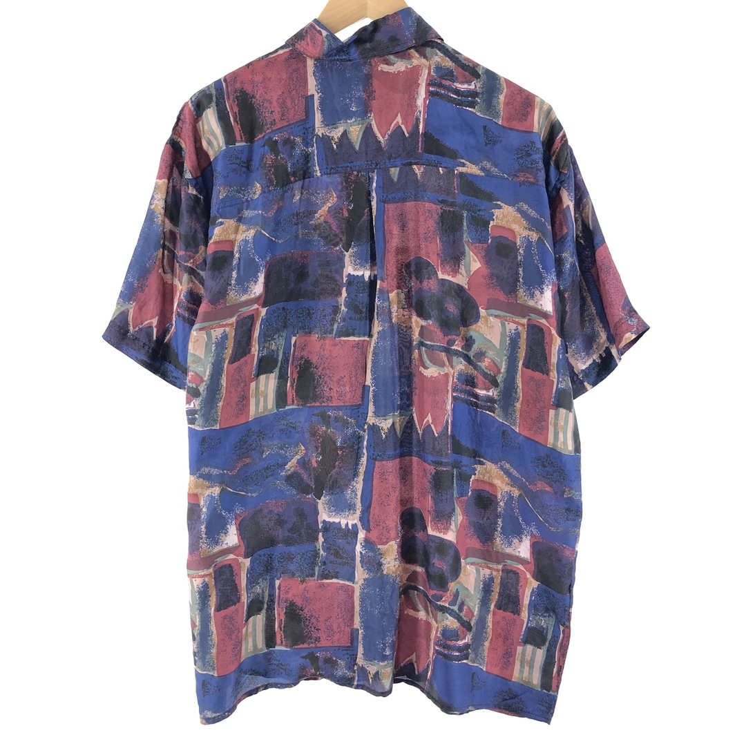 Hawaii Silkyway 総柄 ボックスシャツ 半袖 シルクシャツ メンズXL /eaa35859677cm身幅