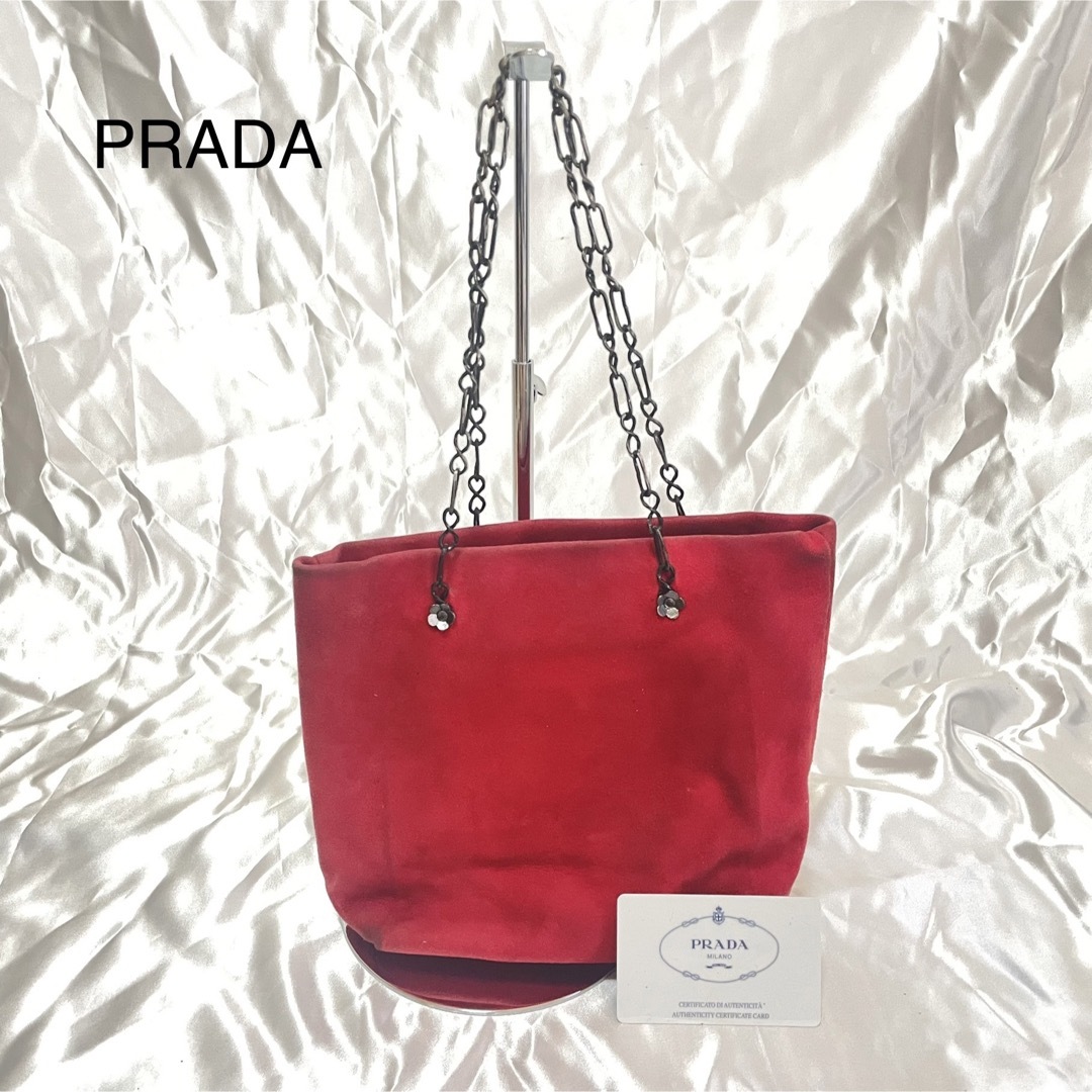 PRADA プラダ チェーン ハンドバッグ 赤 レディース ブランド