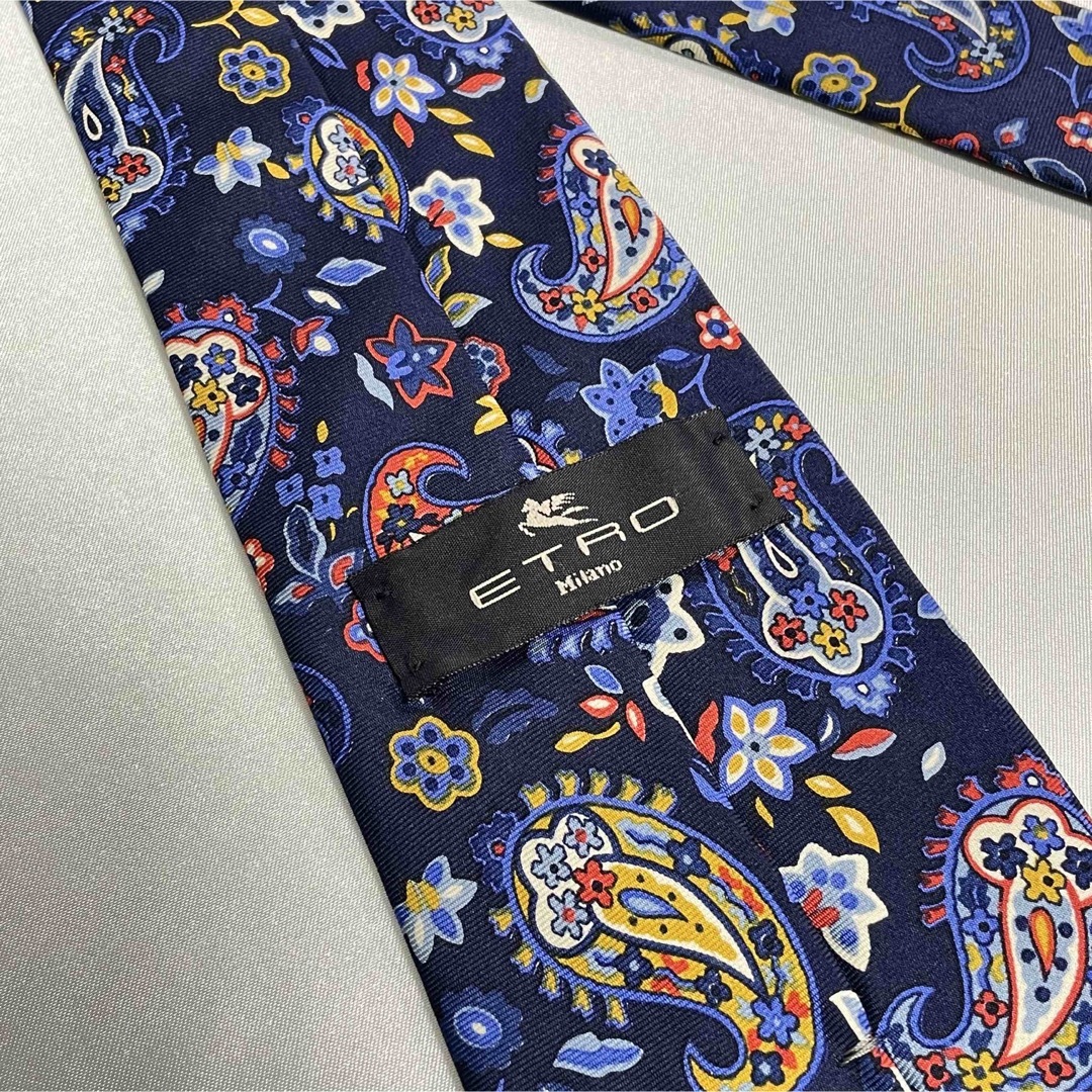 美品 ETRO エトロ ペイズリー シルク ネクタイ マルチカラー イタリア製-