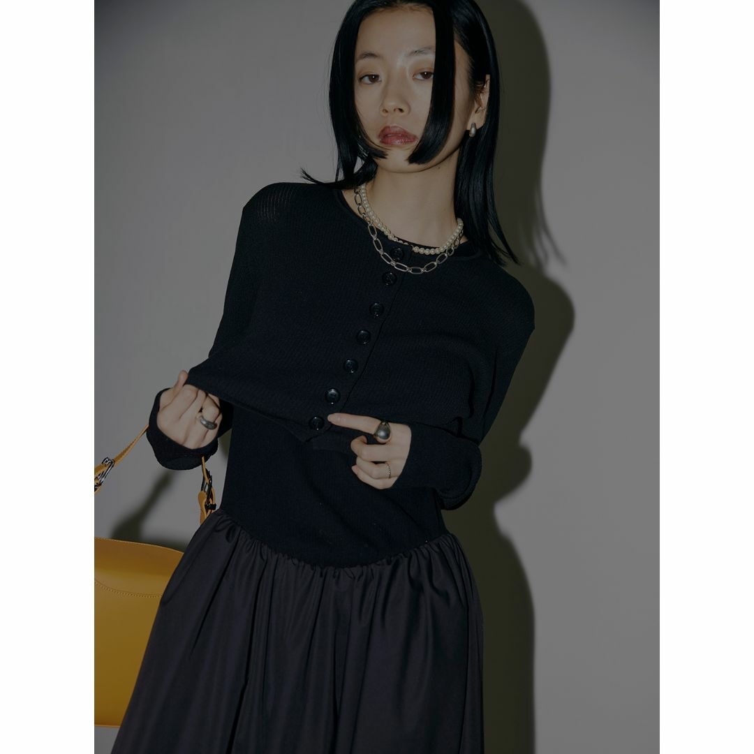 【Ameri】KNIT DOCKING VOLUME DRESS【新品タグ付き】