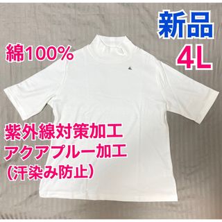 新品　汗染み防止  着やせTシャツ  オフホワイト  4Lサイズ(Tシャツ(半袖/袖なし))