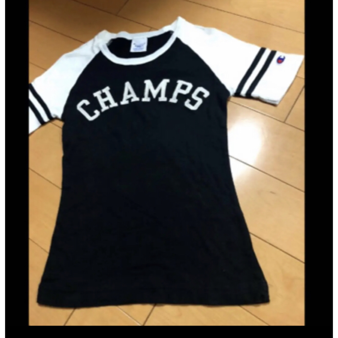 Champion(チャンピオン)のチャンピオンブラック×ホワイトラグランT レディースのトップス(Tシャツ(半袖/袖なし))の商品写真