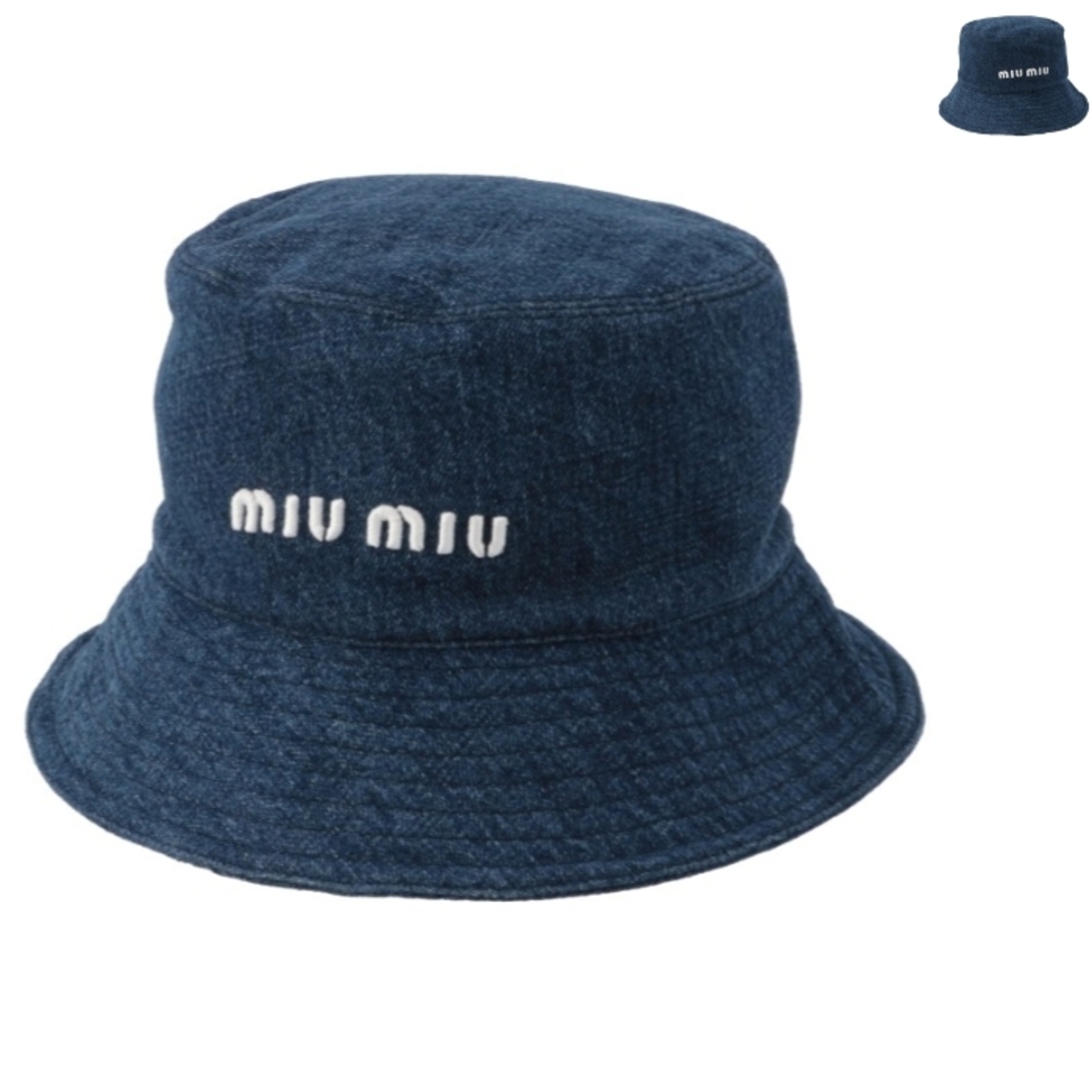miumiu - ミュウミュウ MIU MIU バケットハット デニム ロゴ ハット