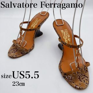 サルヴァトーレフェラガモ(Salvatore Ferragamo)のサルヴァトーレフェラガモ リボン サンダル5 1/2 23㎝ ブラウン(サンダル)