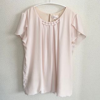 アオヤマ(青山)の洋服の青山 ピンク ブラウス 9号 スーツ オフィスカジュアル パール ビジュー(シャツ/ブラウス(半袖/袖なし))