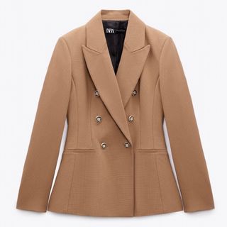 ザラ(ZARA)のダブルブレスト ピケ ブレザー(テーラードジャケット)