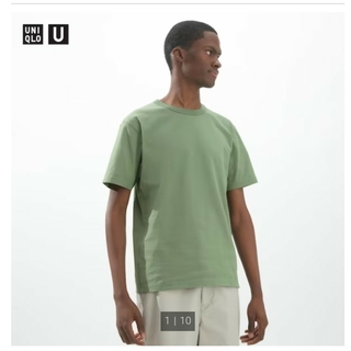 ユニクロ(UNIQLO)の新品　ユニクロ　クルーネック　緑　グリーン　XL　最新モデル455360　半袖(Tシャツ/カットソー(半袖/袖なし))