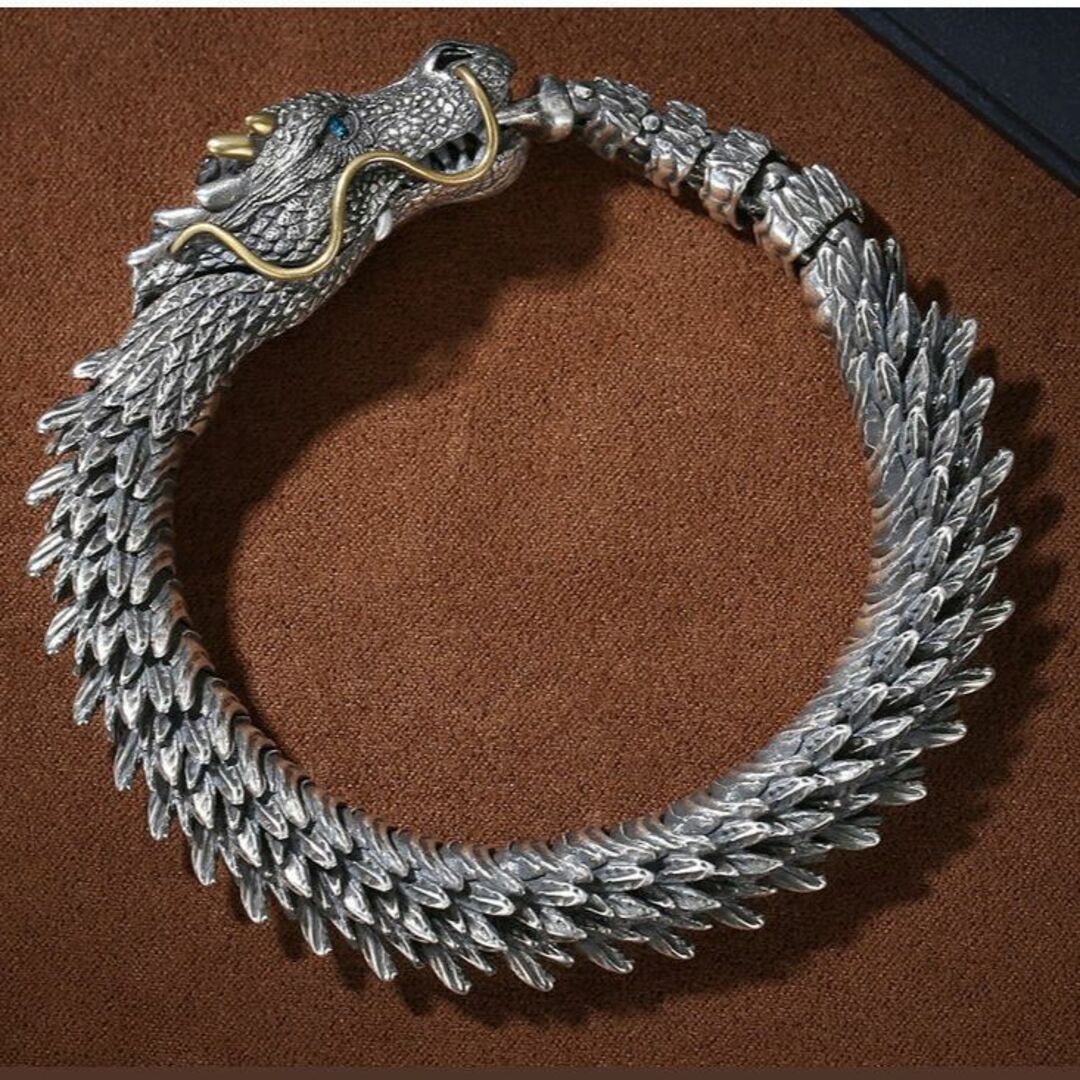 シルバー925☆ドラゴン龍3D立体ブレスレットczダイヤ埋め込み職人 ... シルバー925★ドラゴン龍3D立体ブレスレットczダイヤ埋め込み職人手作りブレス