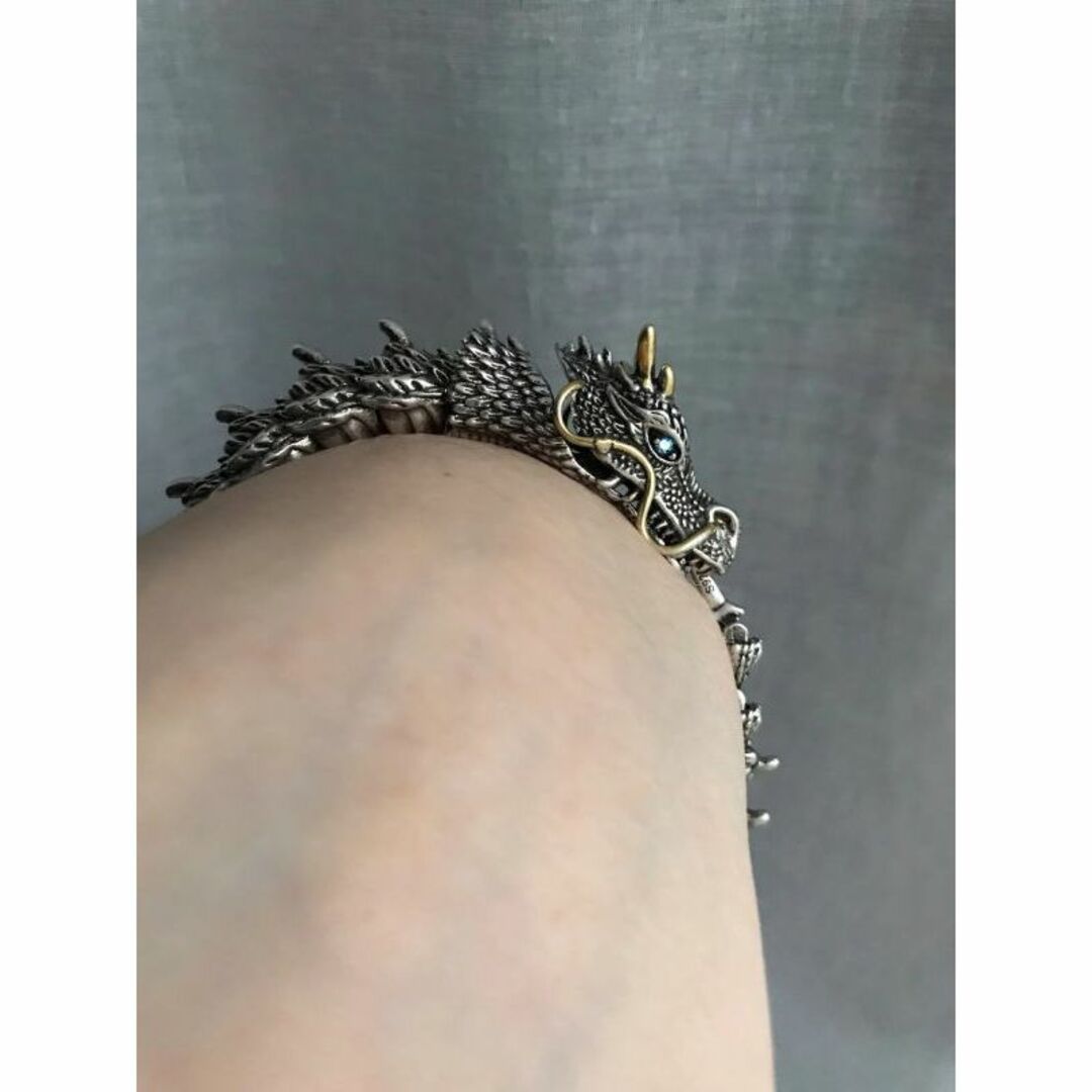 シルバー925☆ドラゴン龍3D立体ブレスレットczダイヤ埋め込み職人 ... シルバー925★ドラゴン龍3D立体ブレスレットczダイヤ埋め込み職人手作りブレス