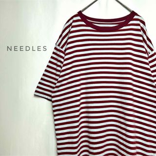 ニードルス(Needles)のneedles ボーダーカットソー　リンガーT 半袖Tシャツ 刺繍ロゴ　パピヨン(Tシャツ/カットソー(半袖/袖なし))