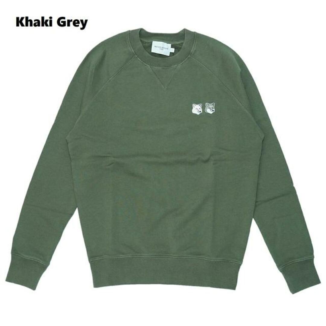 MAISON KITSUNE(メゾンキツネ) JM00330KM0001 モノクローム ダブル フォックスヘッド パッチ クラシック スウェットシャツ Khaki Grey