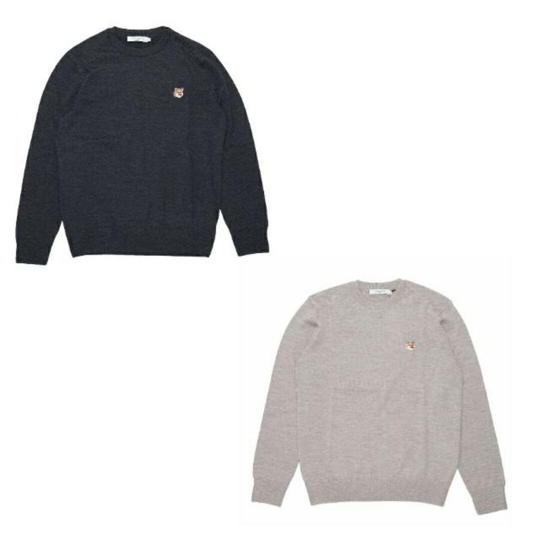 MAISON KITSUNE'(メゾンキツネ)のMAISON KITSUNE(メゾンキツネ) FM00528KT1036 FOX HEAD PATCH REGULAR R-NECK Beige Melange メンズのトップス(ニット/セーター)の商品写真