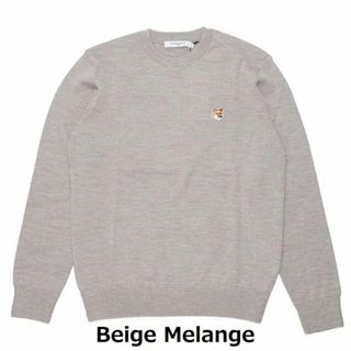 メゾンキツネ(MAISON KITSUNE')のMAISON KITSUNE(メゾンキツネ) FM00528KT1036 FOX HEAD PATCH REGULAR R-NECK Beige Melange(ニット/セーター)