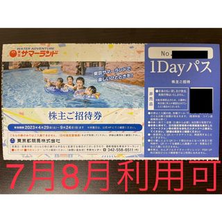ラスト1枚 7月8月利用可 東京サマーランド 招待券 株主優待券(プール)