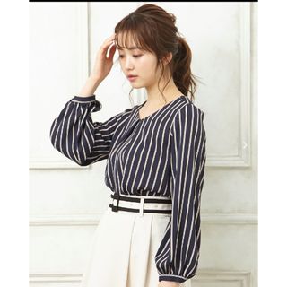 イング(INGNI)の【⭐︎SALE⭐︎】 INGNI イング　ストライプ裾タックバー付トロミブラウス(シャツ/ブラウス(長袖/七分))