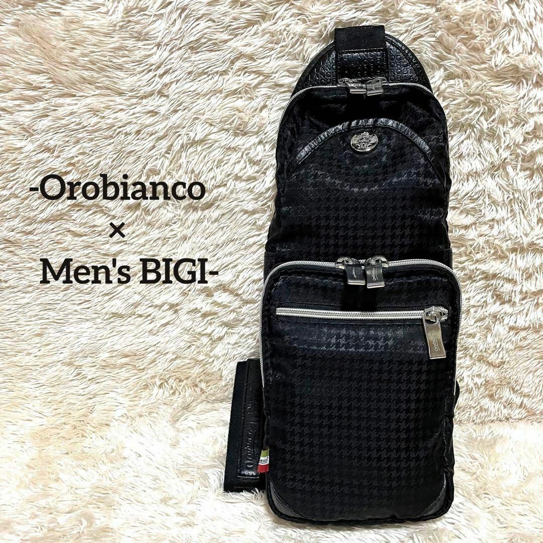 Orobianco - 【Orobianco×Men's BIGI/美品】ボディバッグ【千鳥柄/本革