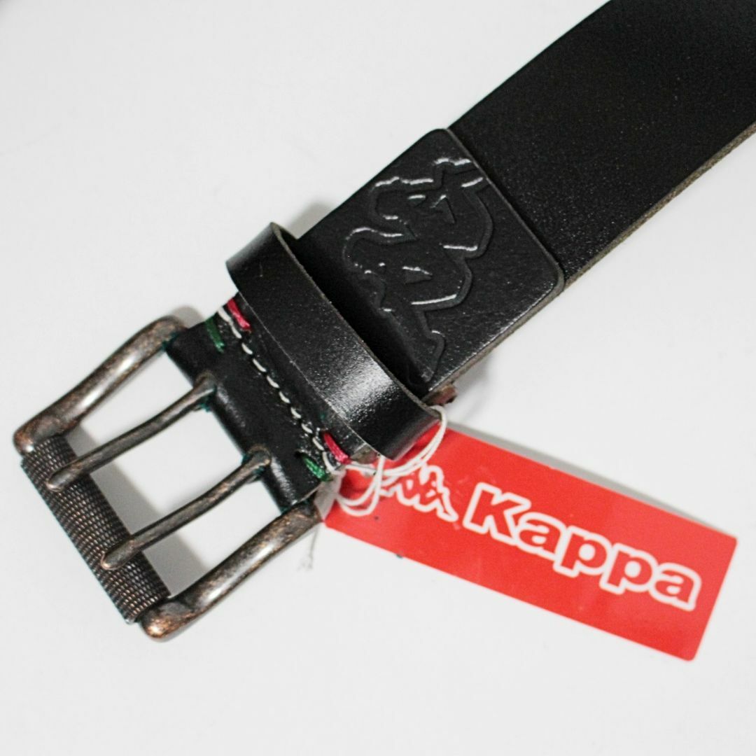新品 Kappaダブルピンバックルベルト カット可 ウエスト最大99cm相当 黒
