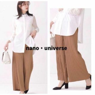 ナノユニバース(nano・universe)の【nano・universe】サテンプリーツワイドパンツ 36(その他)