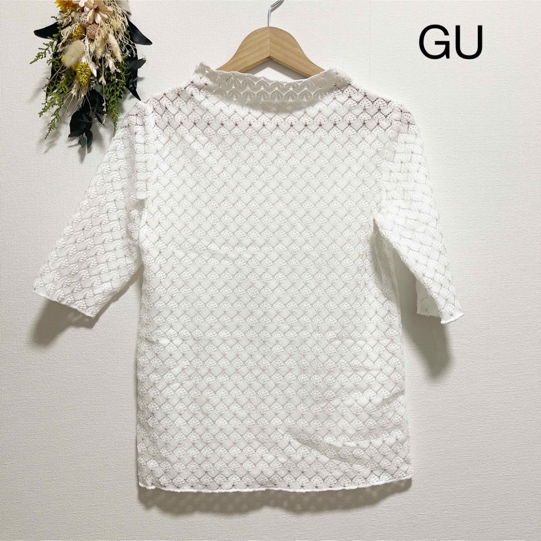GU(ジーユー)のGUレースカットソー レディースのトップス(カットソー(半袖/袖なし))の商品写真