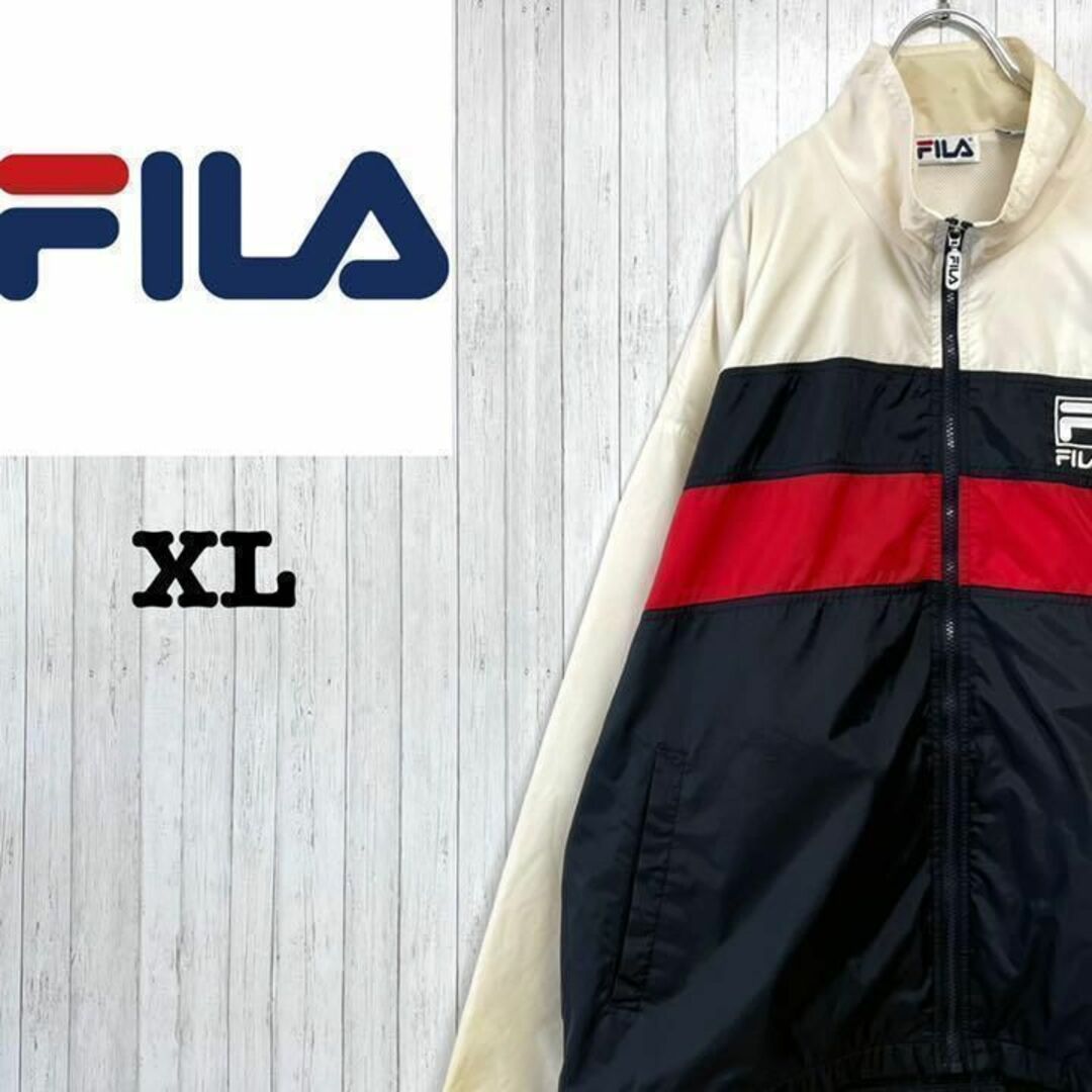 FILA - FILA フィラ ナイロンジャケット マルチカラー 刺繍ロゴ ビッグ