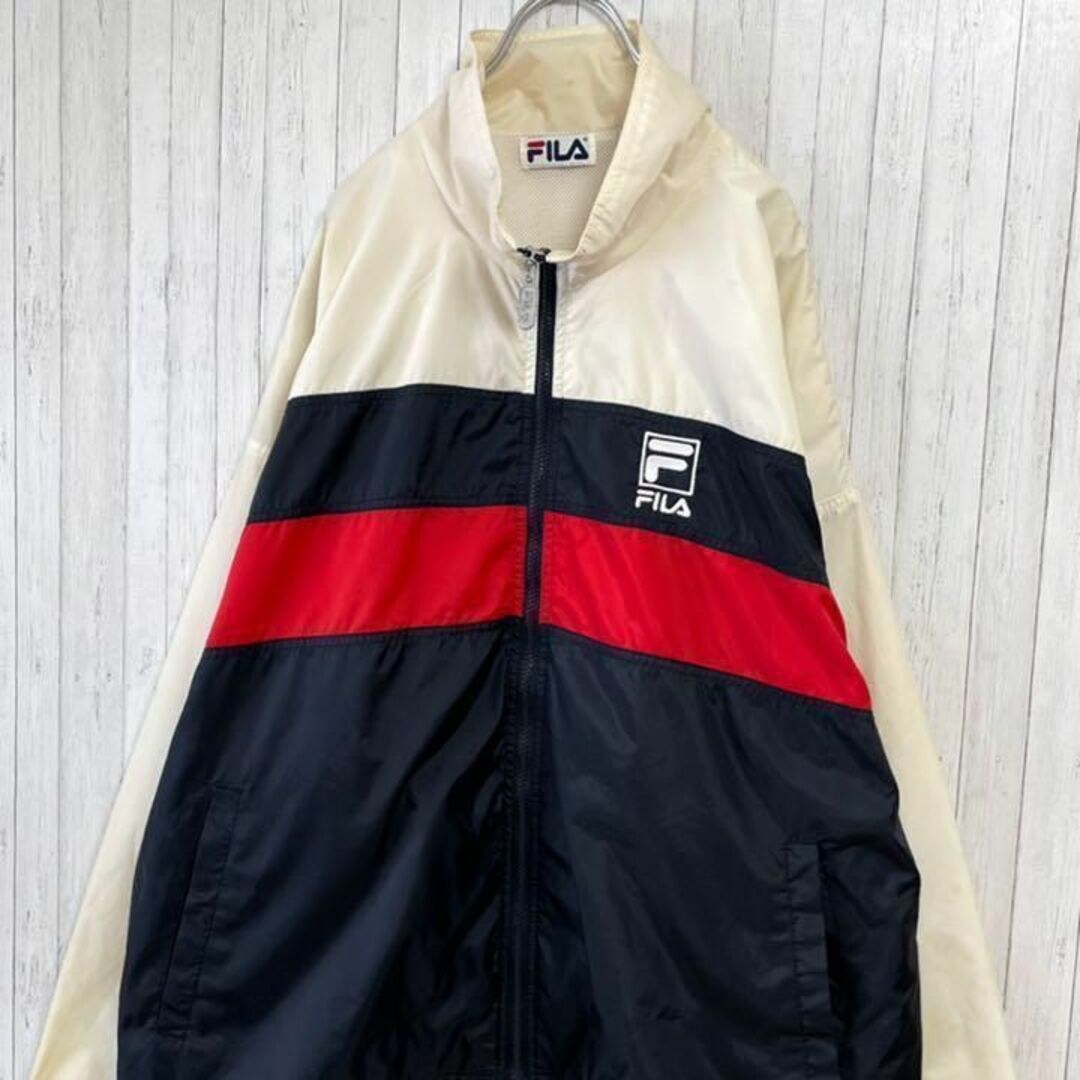 FILA - FILA フィラ ナイロンジャケット マルチカラー 刺繍ロゴ ビッグ
