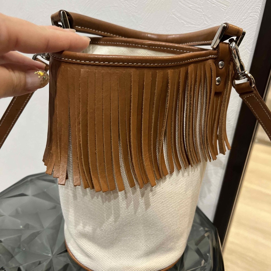 AYAKO Fringe Bucket Bag Camel