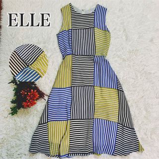 エル(ELLE)のELLEエル 夏らしいノースリーブワンピースパターン柄　(ひざ丈ワンピース)