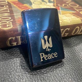 【ZIPPO】Peace ジッポライター ブルーチタン  ゴールド 未使用