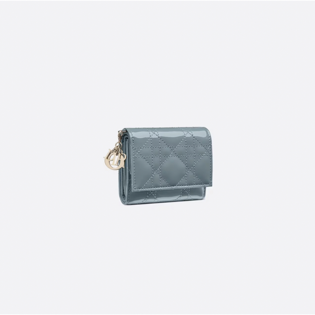 新品 ディオール LADY DIOR ロータスウォレット 財布 クラウドブルー