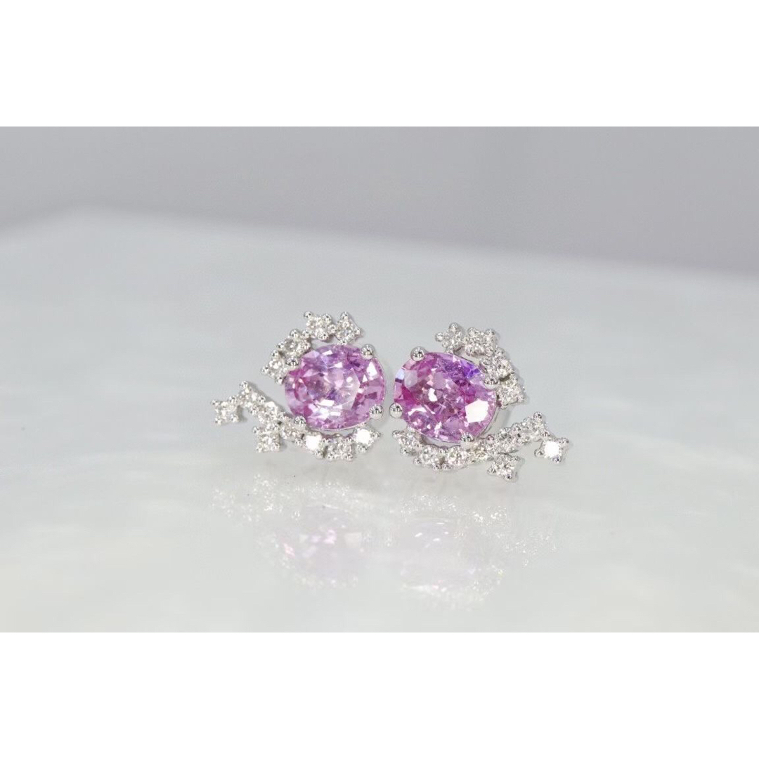 天然 パパラチアサファイア  ダイヤ  ピアス1.14ct k18 f