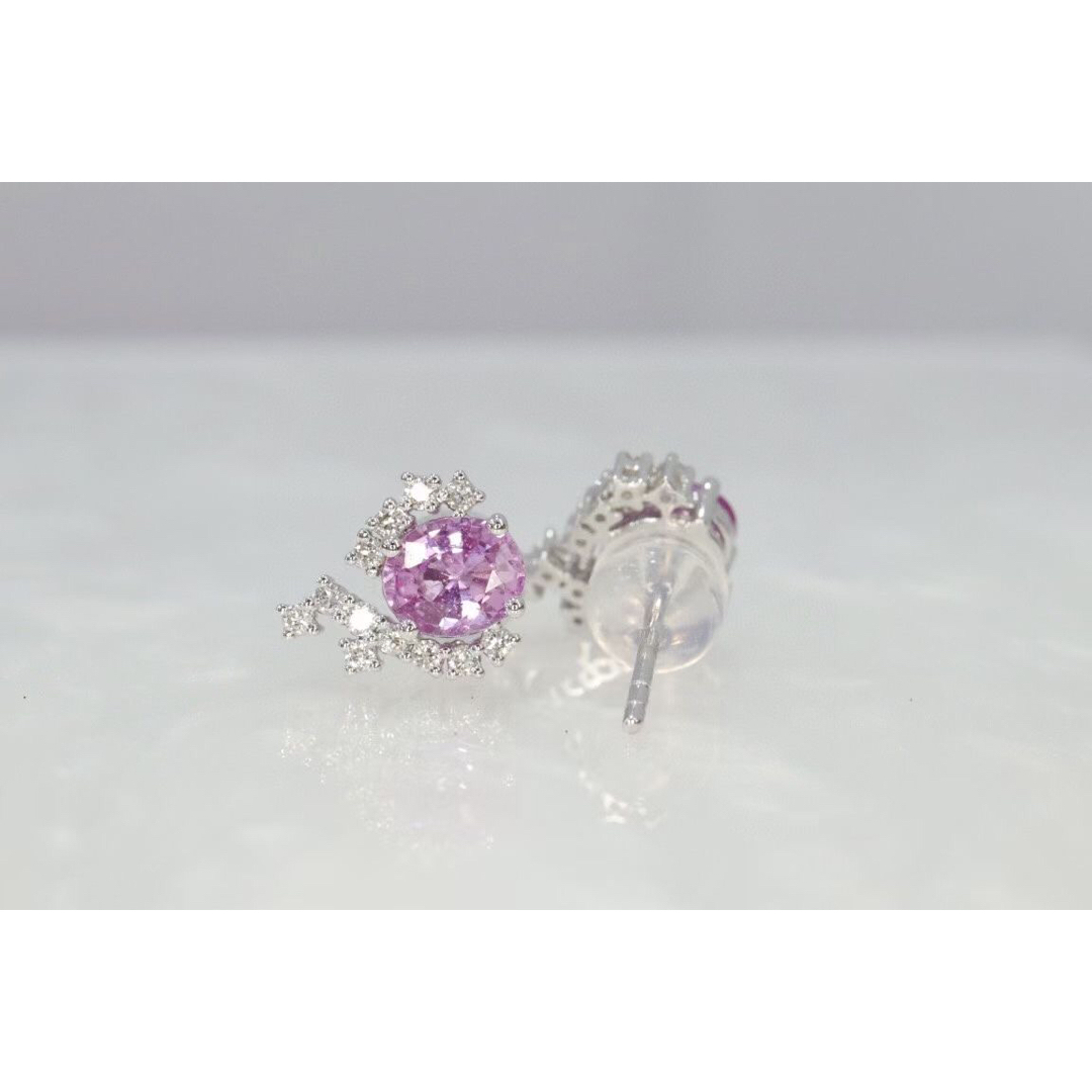 天然 パパラチアサファイア  ダイヤ  ピアス1.14ct k18 f