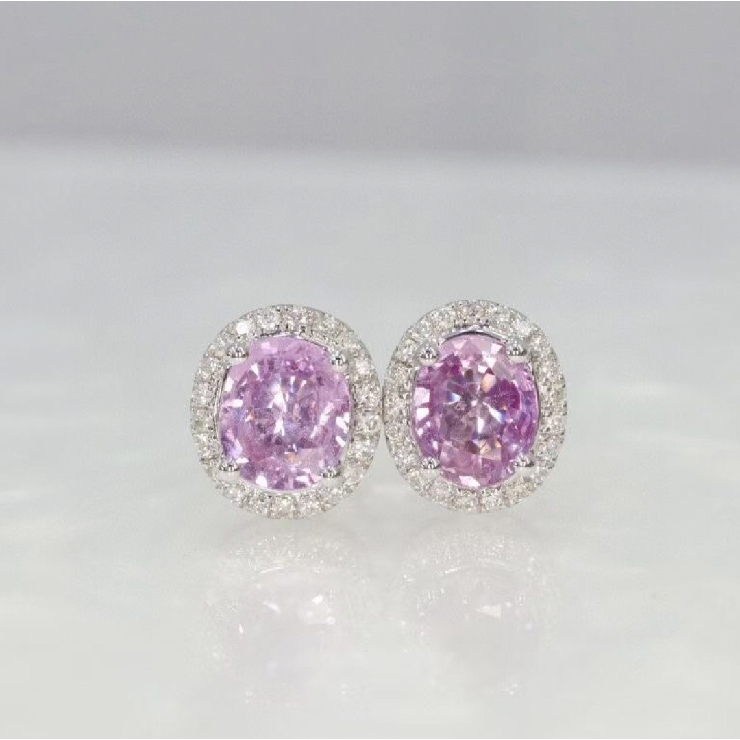 天然 パパラチアサファイア  ダイヤ  ピアス1.32ct k18 f