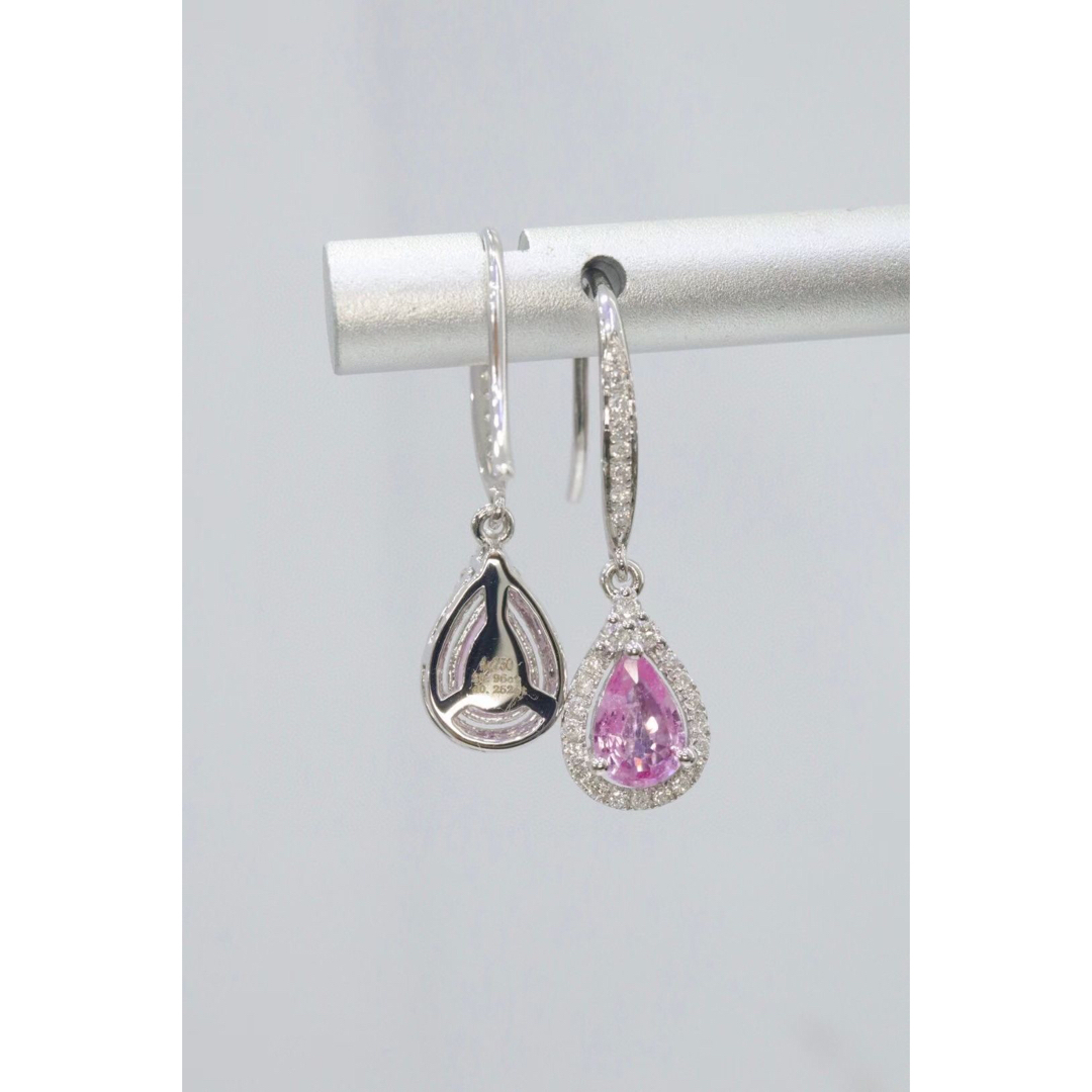 天然 パパラチアサファイア ダイヤ ピアス0.95ct k18 f - ピアス