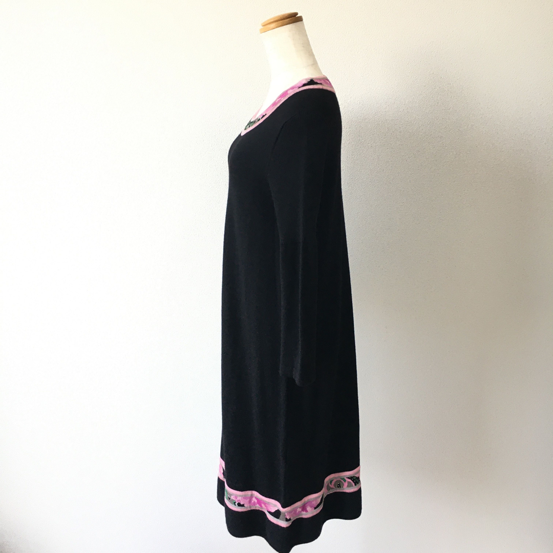 美品 LEONARD レオナール シルクウール ニット ワンピース almamaster.lt