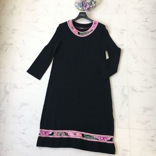 美品 LEONARD レオナール シルクウール ニット ワンピース