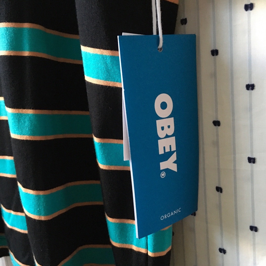 OBEY(オベイ)のOBEYオベイUS限定オーガニックコットンボーダーTシャツＭ メンズのトップス(Tシャツ/カットソー(半袖/袖なし))の商品写真