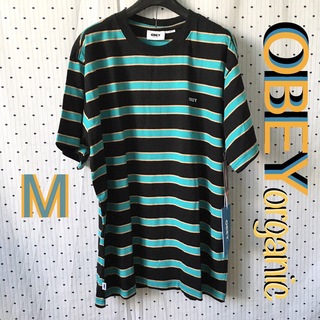 オベイ(OBEY)のOBEYオベイUS限定オーガニックコットンボーダーTシャツＭ(Tシャツ/カットソー(半袖/袖なし))