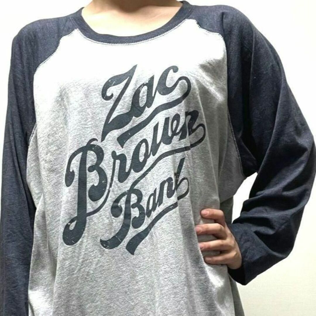 GROUND ロンティーロンT ZacBnouonBand グレー 2XL古着 メンズのトップス(Tシャツ/カットソー(七分/長袖))の商品写真