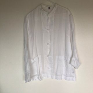 ムジルシリョウヒン(MUJI (無印良品))のフレンチリネン洗いざらし結び釦シャツ 無印良品　L-XL(シャツ/ブラウス(長袖/七分))