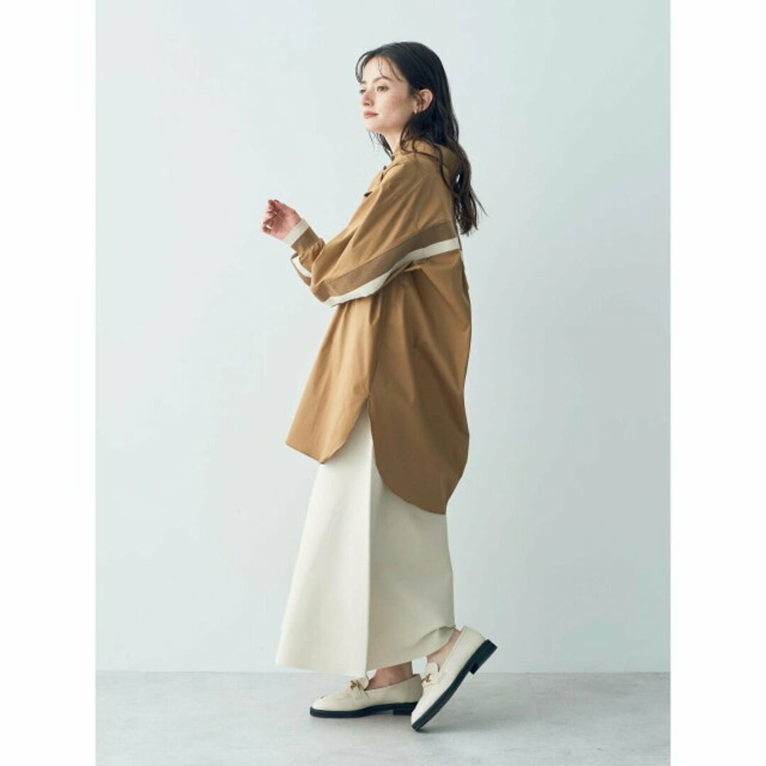 YECCA VECCA(イェッカヴェッカ)の【ブラウン】リブMIXロングシャツ/23AW レディースのトップス(シャツ/ブラウス(長袖/七分))の商品写真