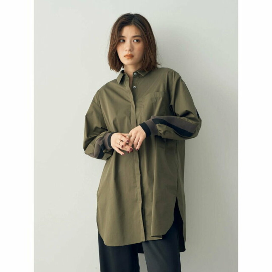 YECCA VECCA(イェッカヴェッカ)の【ブラウン】リブMIXロングシャツ/23AW レディースのトップス(シャツ/ブラウス(長袖/七分))の商品写真