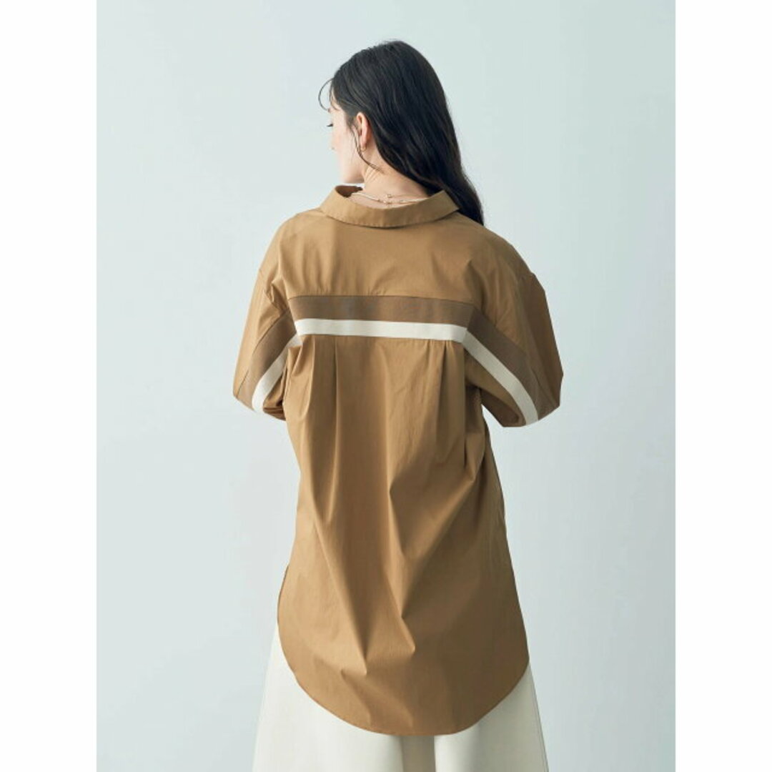 YECCA VECCA(イェッカヴェッカ)の【ブラウン】リブMIXロングシャツ/23AW レディースのトップス(シャツ/ブラウス(長袖/七分))の商品写真