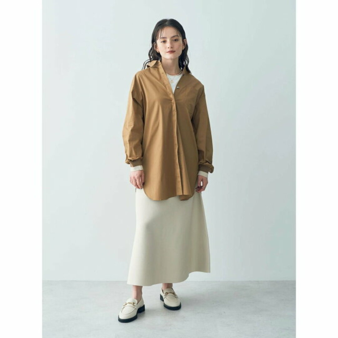 YECCA VECCA(イェッカヴェッカ)の【ブラウン】リブMIXロングシャツ/23AW レディースのトップス(シャツ/ブラウス(長袖/七分))の商品写真