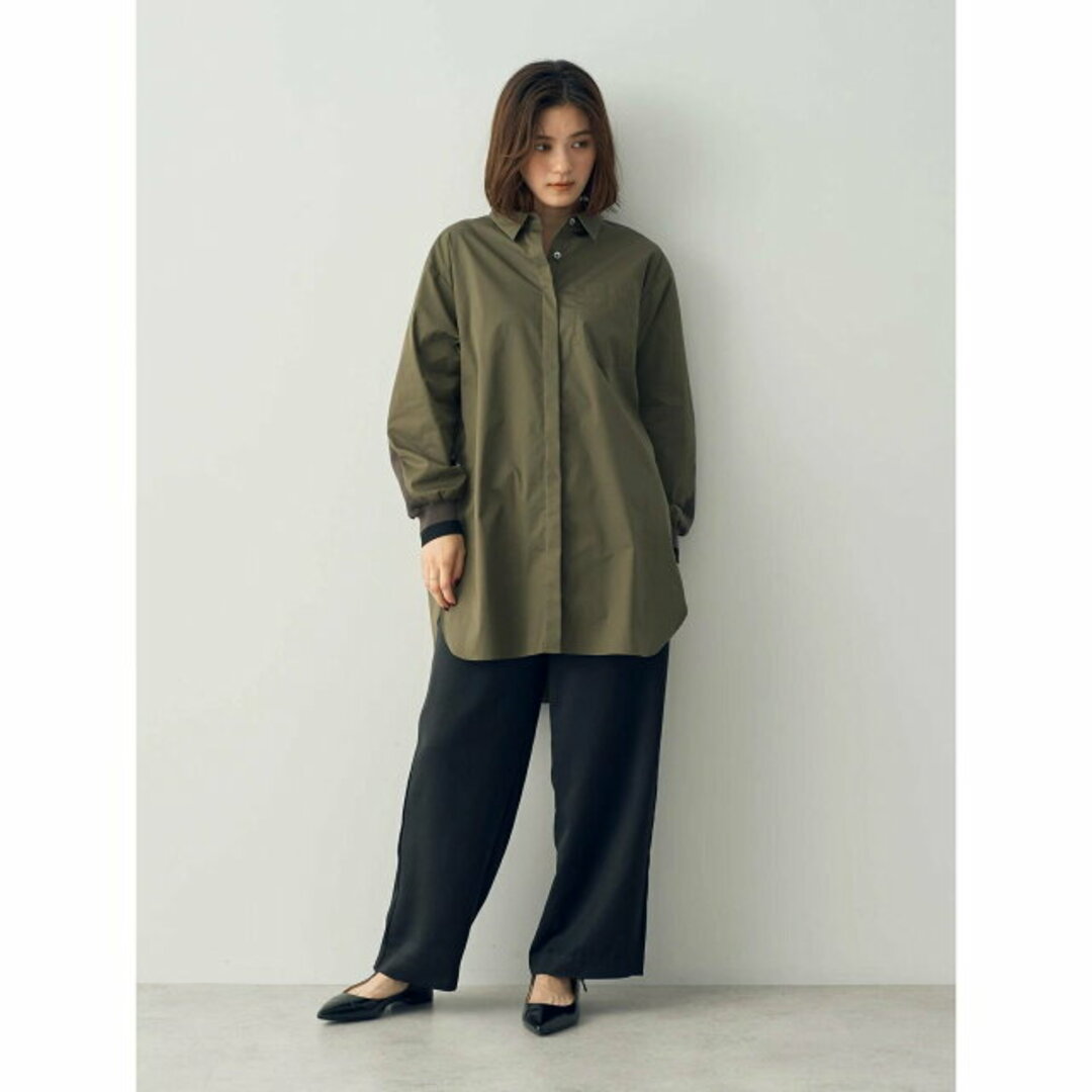 YECCA VECCA(イェッカヴェッカ)の【ブラウン】リブMIXロングシャツ/23AW レディースのトップス(シャツ/ブラウス(長袖/七分))の商品写真